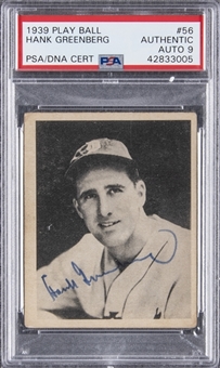 1939 Play Ball #56 Hank Greenberg Signed Card – PSA Authentic, PSA/DNA 9